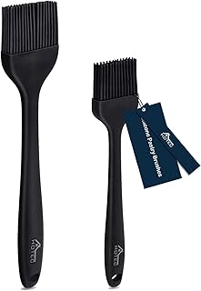 HOTEC 600℉ Heat Resistant Silicone Basting &Pastry Brushes, Black 2 | BPA Free, Dishwasher Safe Spread Oil Butter Sauce Marinades, BBQ Grill Barbecue Baking Kitchen Cooking