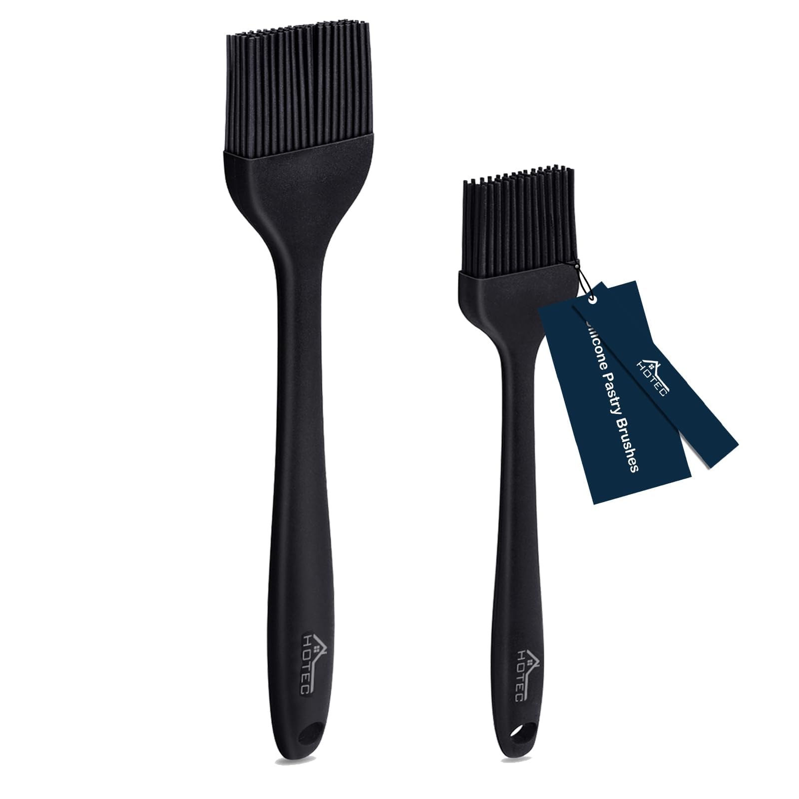 HOTEC 600℉ Heat Resistant Silicone Basting &Pastry Brushes, Black 2 | BPA Free, 