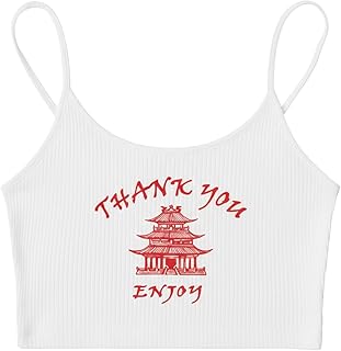Floerns Women's Casual Letter Embroidery Crop Cami Top Sleeveless Top