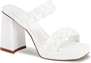 Coutgo Sandali da donna con plateau, intrecciati, sexy, con tacco, Bianco avorio., 43 EU