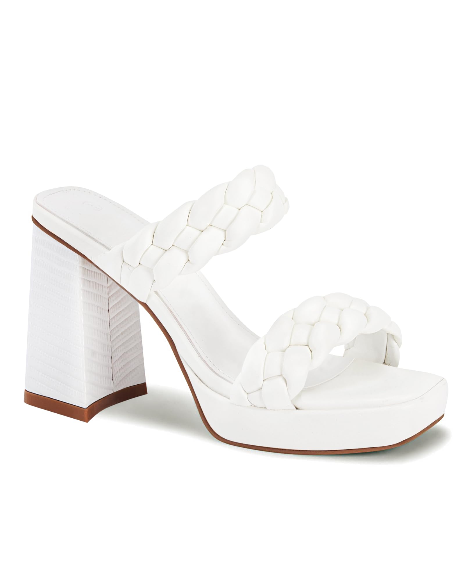 Coutgo Sandali da donna con plateau, intrecciati, sexy, con tacco, Bianco avorio