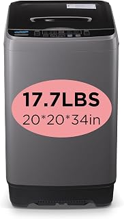 KRIB BLING Full Automatic Washing Machine with LED Display, 17.7 lbs Washer Drain Pump, 10 Programs & 8 Water Levels Selections, Ideal for Apartment, Dorm, Grey