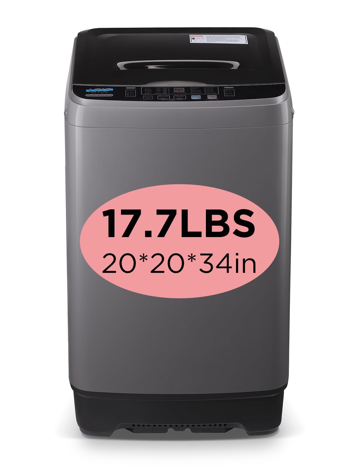 KRIB BLING Full Automatic Washing Machine with LED Display, 17.7 lbs Washer Drai
