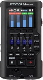 ZOOM R4 MultiTrak mobile 4-track recorder and compact audio studio for musicians and songwriters, 32-bit float audio, 2 XLR/TS combo inputs, effects, rhythm section