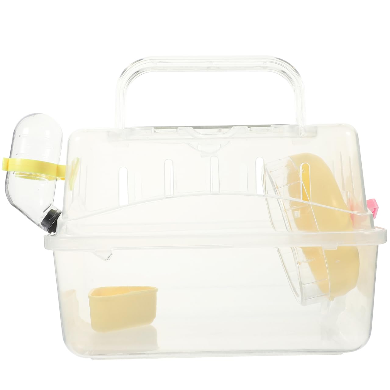BCOATH Hamster Cage Travel Carrier Transparent Small Pet Mouse Case with Panoram