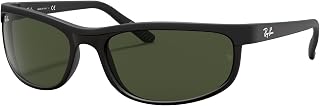 Ray-Ban RB2027 PREDATOR 2 Pack Rectangle Sunglasses for Men and Women + Bundle with Designer iWear Kit, Black/Matte Black/Crystal Green, 62mm, Black/Matte Black/Crystal Green