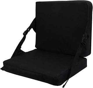KIMI HOUSE Folding Stadium Seat Cushion, Portable Pad for Outdoor Sports | Folds flat with carry handle; 600D oxford and sponge fill with support boards; use with a chair backrest, not standalone.