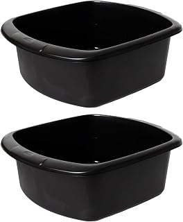 VR7 Plastic Washing Up Bowl Rectangular Black Washing Bowl for Sink Kitchen Basin Mixing Dish