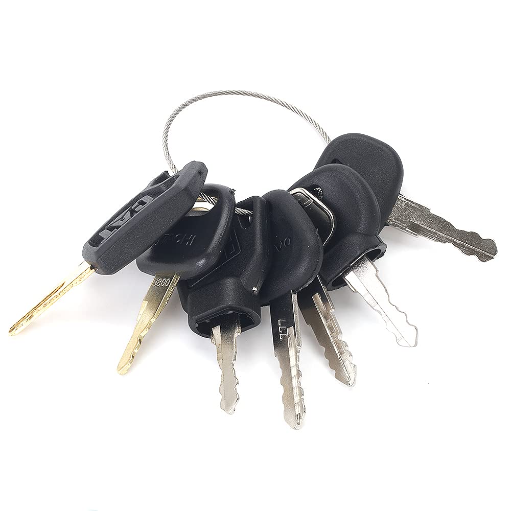 GAOHOU 7pcs Replacement Ignition Key Set Compatible for JCB CAT Komatsu 14603 14