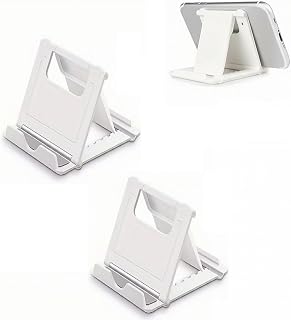 2 Pcs Phone Stand & Compact Desktop Stand, Foldable Mobile Phone Stand with Multi-Angle, Universal for All Smartphones and Tablets (White)