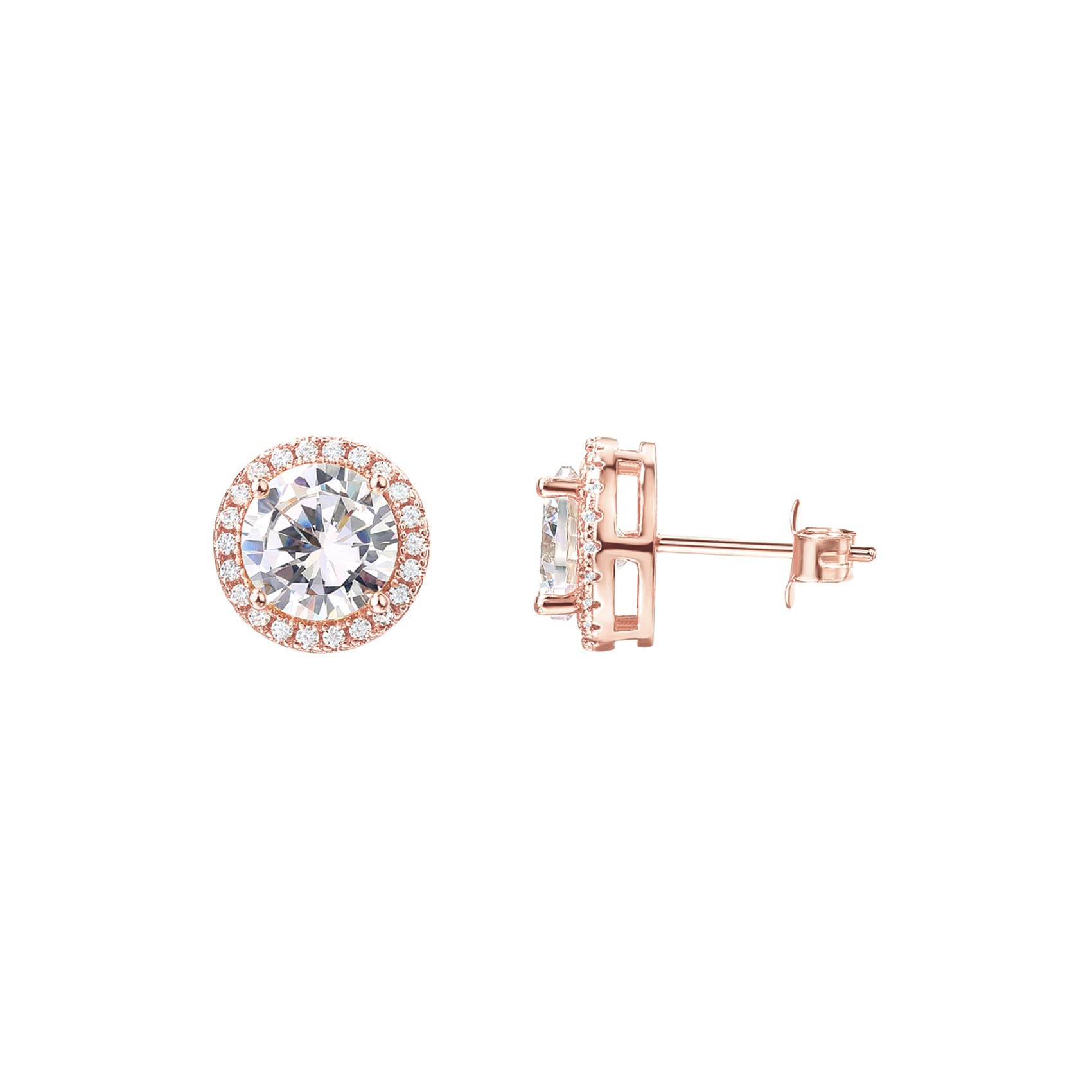PAVOI 14K Gold Plated 925 Sterling Silver Post Brilliant Round Faux Diamond Halo