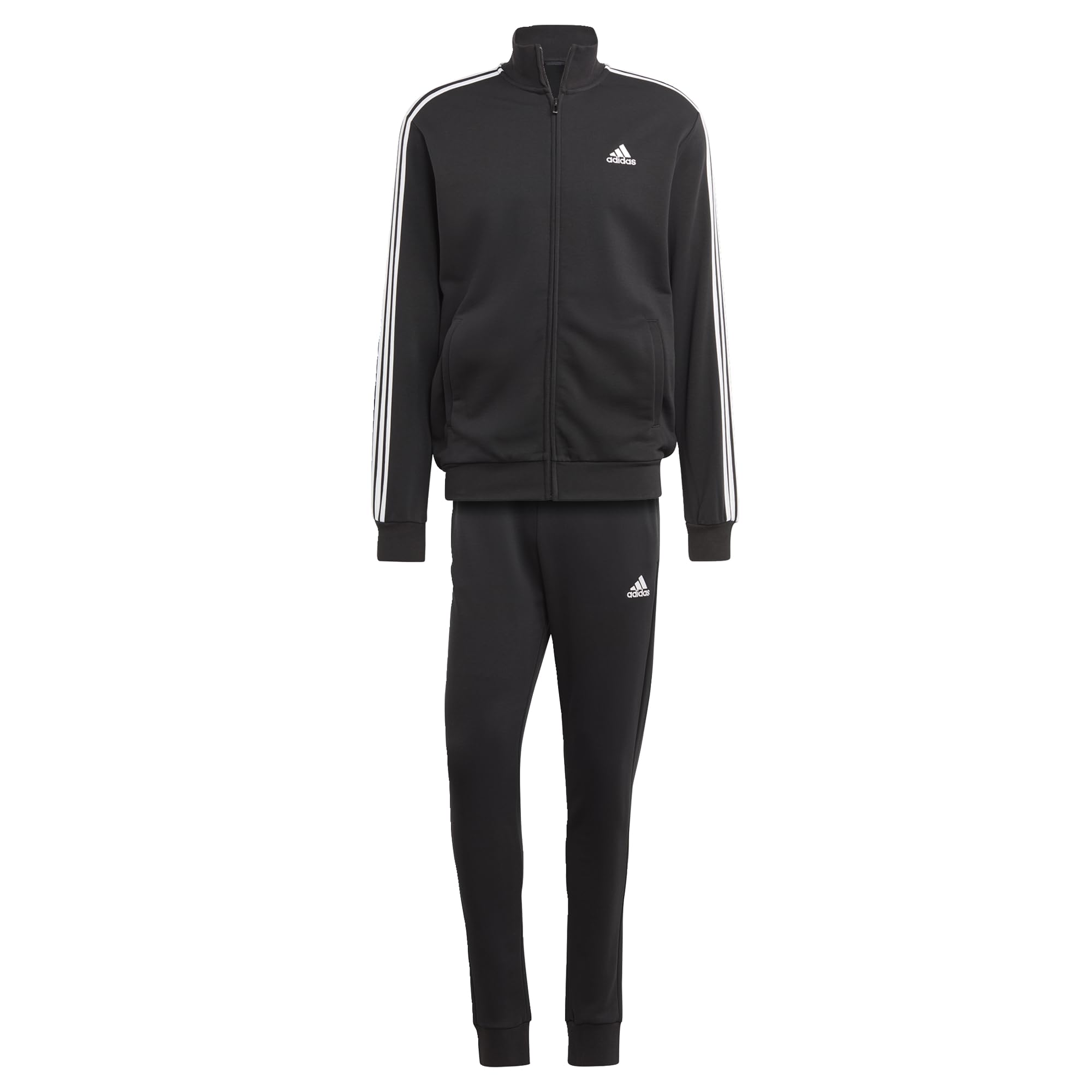 adidas Men's Basic 3-Stripes French Terry Track Suit, black, M