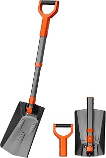 AstroAI 38.4" Folding Snow Shovel for Car, Extendable Snow Shovel with Thickened Aluminum Handle and Reinforced Iron Hinge, Portable and Multifunctional for Driveway, Cars, Camping and Mud, Dark Grey