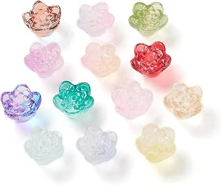 50 Pieces Clear Crystal Lotus Beads Colorful Crystal Loose Spacer Beads for DIY Bracelet Necklace Phone Chain Jewelry Making Craft Supplies