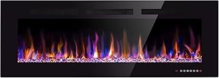 50 inch Electric Fireplace Recessed and Wall Mounted Insert Update | Fireplace Heater with Ultra-Thin Lightweight LED Flush Mount Linear Fit,Timer,Touch Screen,Remote Control,Black