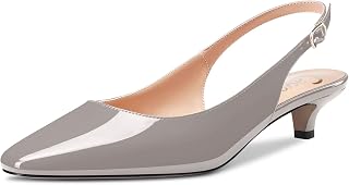 Castamere Women's Low Stiletto Kittens Heel Closed Heel Square Toe Slingback Pumps Slip-on 3.5 cm Heels Sandals Dress Cute Shoes