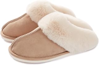 Misolin Women's Men's Winter Warm Plush Slippers for Home and Memory Foam