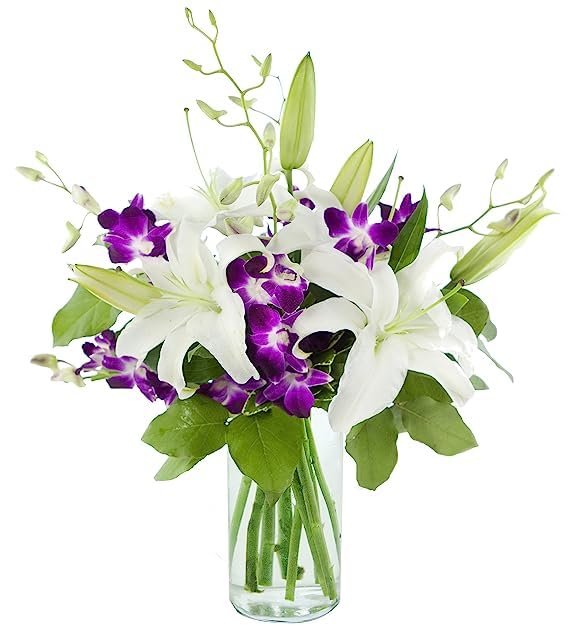 KaBloom-Lilies&Orchids Bouquet,Flowers for Valentine, Mother's Day