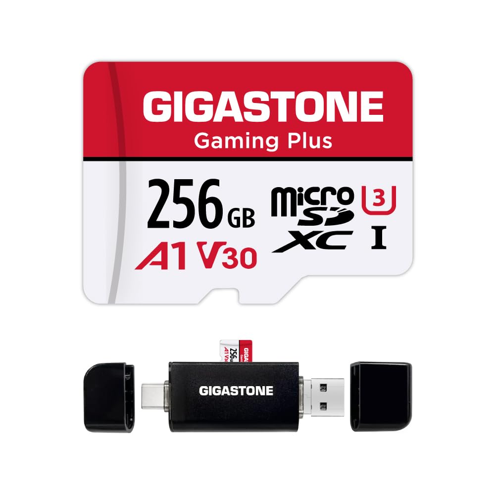 【Only for Switch 1】 GIGASTONE 256GB Micro SD Card with USB Type C Card Reader, G