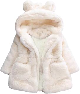 AiWMGL Girls Winter Faux Fur Hooded Coat for Kids