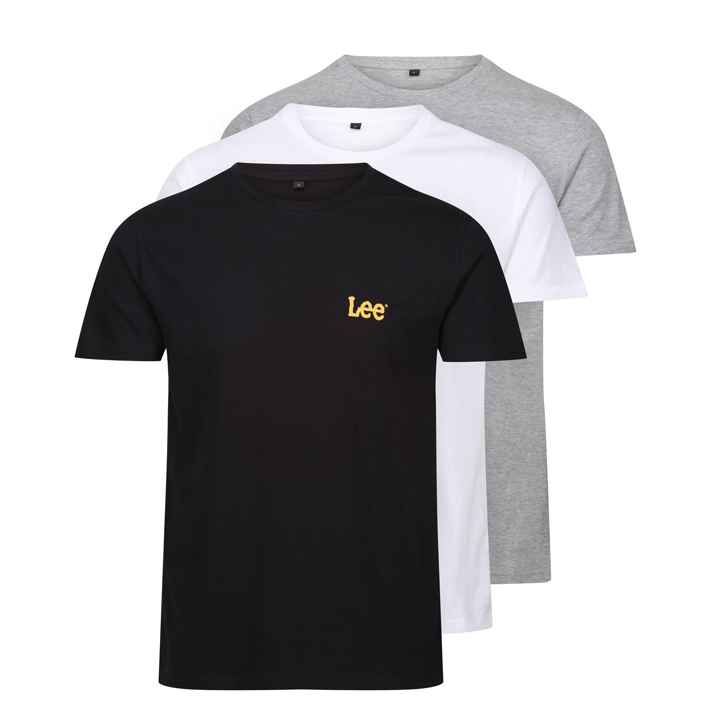 Lee Larkin Magliette Uomo (Pacco da 3) | T-Shirt Cotone Nero, Grigio, Bianco | M