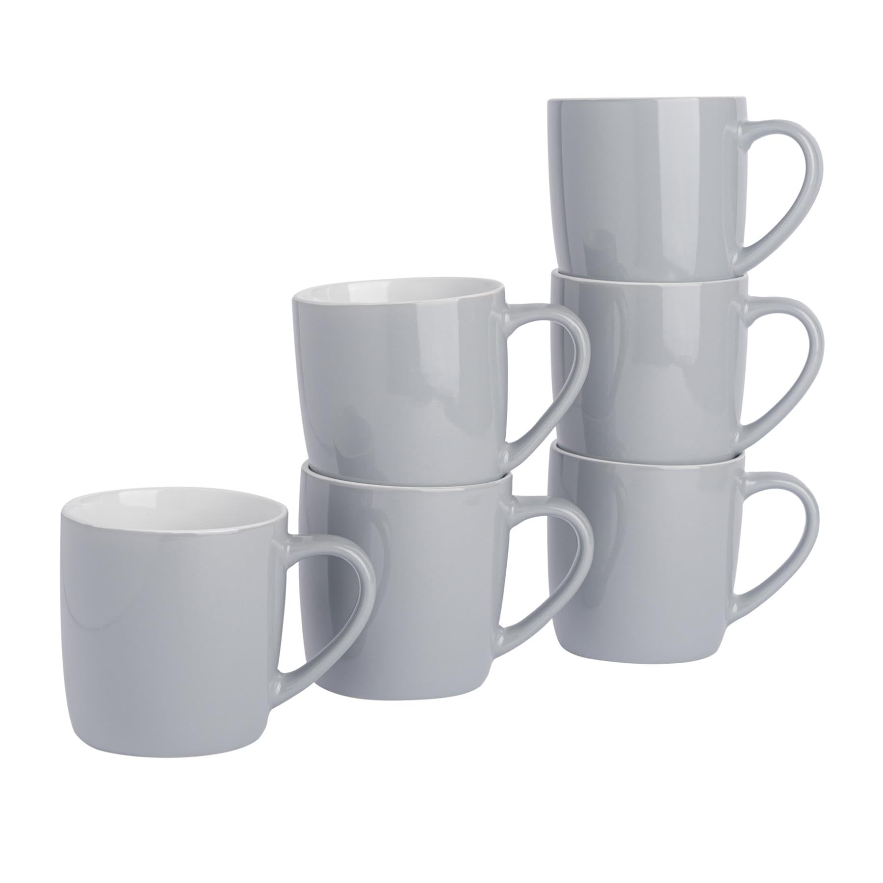 Argon Tableware Coloured Coffee Mugs - Grey - 350ml - Pack of 6 - Gloss Stonewar