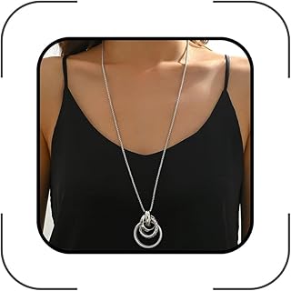 Long Pendant Necklace for Women Trendy Statement Silver Necklace Chunky Large Gold Knot Geometric Necklace Simple Everyday Jewelry Accessories