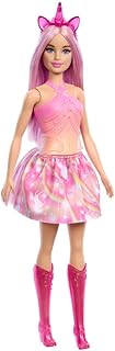 Barbie Unicorn Doll with Pink Fantasy Hair | Wearing a Colorful Outfit & Unicorn-Themed Accessories​​​, Age 3+