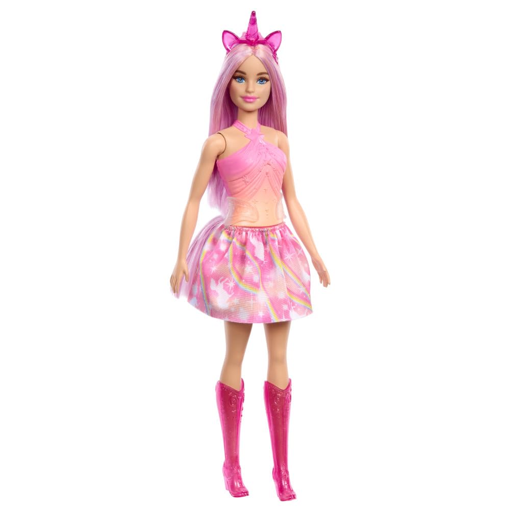 Barbie Unicorn Doll with Pink Fantasy Hair | Wearing a Colorful Outfit & Unicorn