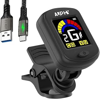 GT100 AUPHY Rechargeable Guitar Tuner Clip on for Guitar Ukulele Violin Bass Banjo Mandolin etc,440Hz Standard Chromatic Tuner with Bright Display,Easy to use (Type-C cable not included),Black