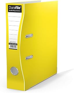 Lever Arch File, Yellow File, 'Ergonomic Curved Spine' Single Folder, Glossy Heavy Duty Board Construction with Metal Mechanism, Suitable for A4 Documents, Storage File folders