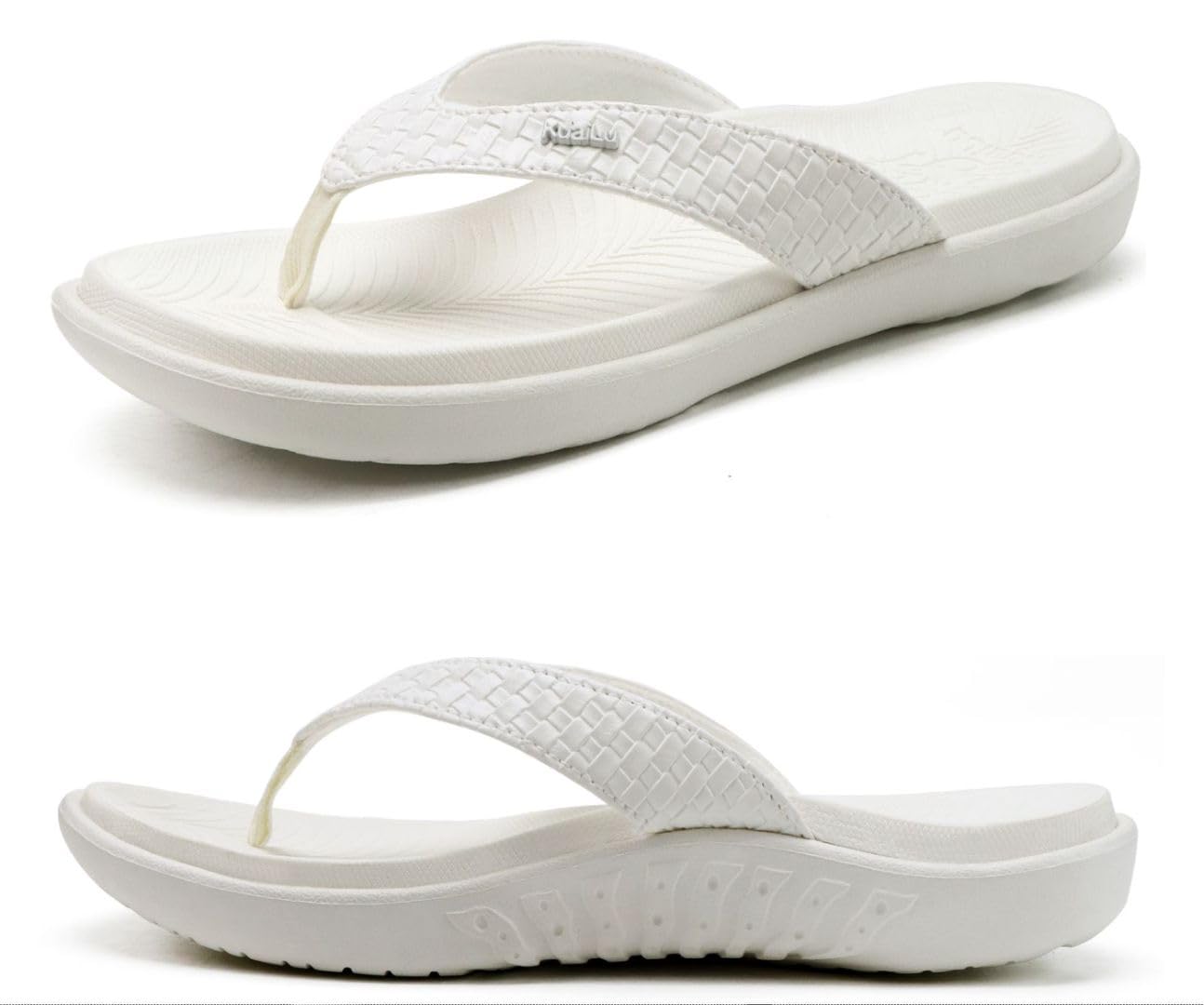 KuaiLu Women's Flip-Flops, Leather Toe Separator with Arch Support for Summer, B