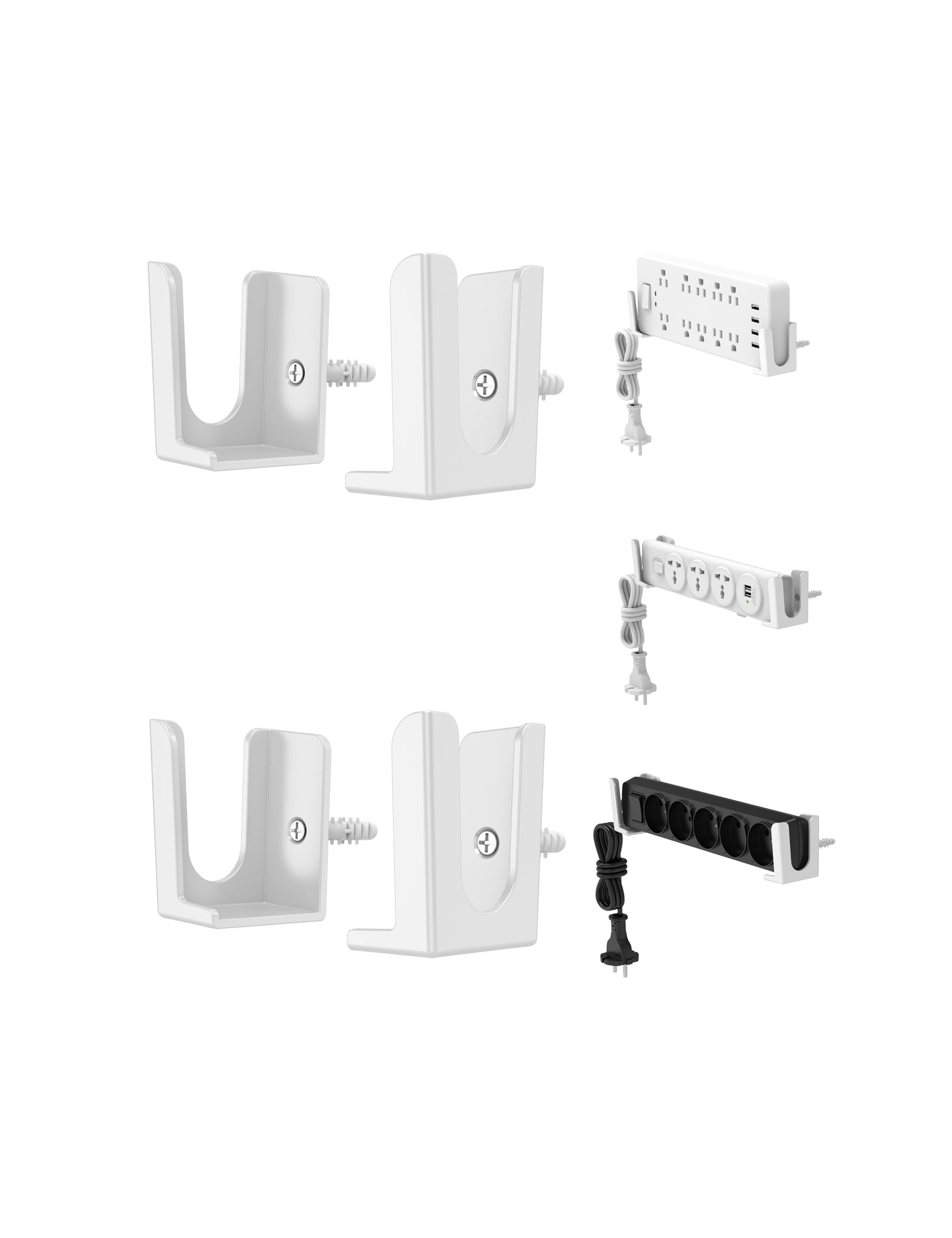 NOTMBESTM Power Strip Holder, 2 Set Power Strip Wall Mount, (White) | Punch Free