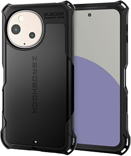 ELECOM AQUOS sense9 Case, Hybrid ZEROSHOCK Shock Absorption, Shockproof, 4 Corner Dampers, Double Layer Design, Camera Lens Protection Design, Strap Hole, ZEROSHOCK Black PM-S244ZEROBK