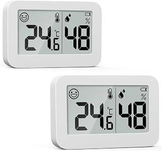 DOOMAY Mini Hygrometer Indoor Thermometer Digital Humidity Monitor 2-Pack | Monitor room temperature and humidity in bedrooms, offices, basements and closets with °C/°F display