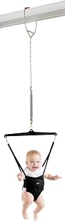 Jolly Jumper Iconic Doorway Baby Jumper - Black | Original Doorway Baby Jumper, Indoor Exercise Saddle Seat, Adjustable Height, for Infants up to 28lbs, No Stand Required