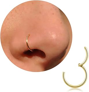 20G 18G 16G Titanium Nose Ring Hoop, Cartilage Hoop Earrings for Women Men Silver Gold Nose Ring Septum Ring Tragus Conch Helix Daith Lip Piercing Jewelry 6mm/7mm/8mm/9mm/10mm