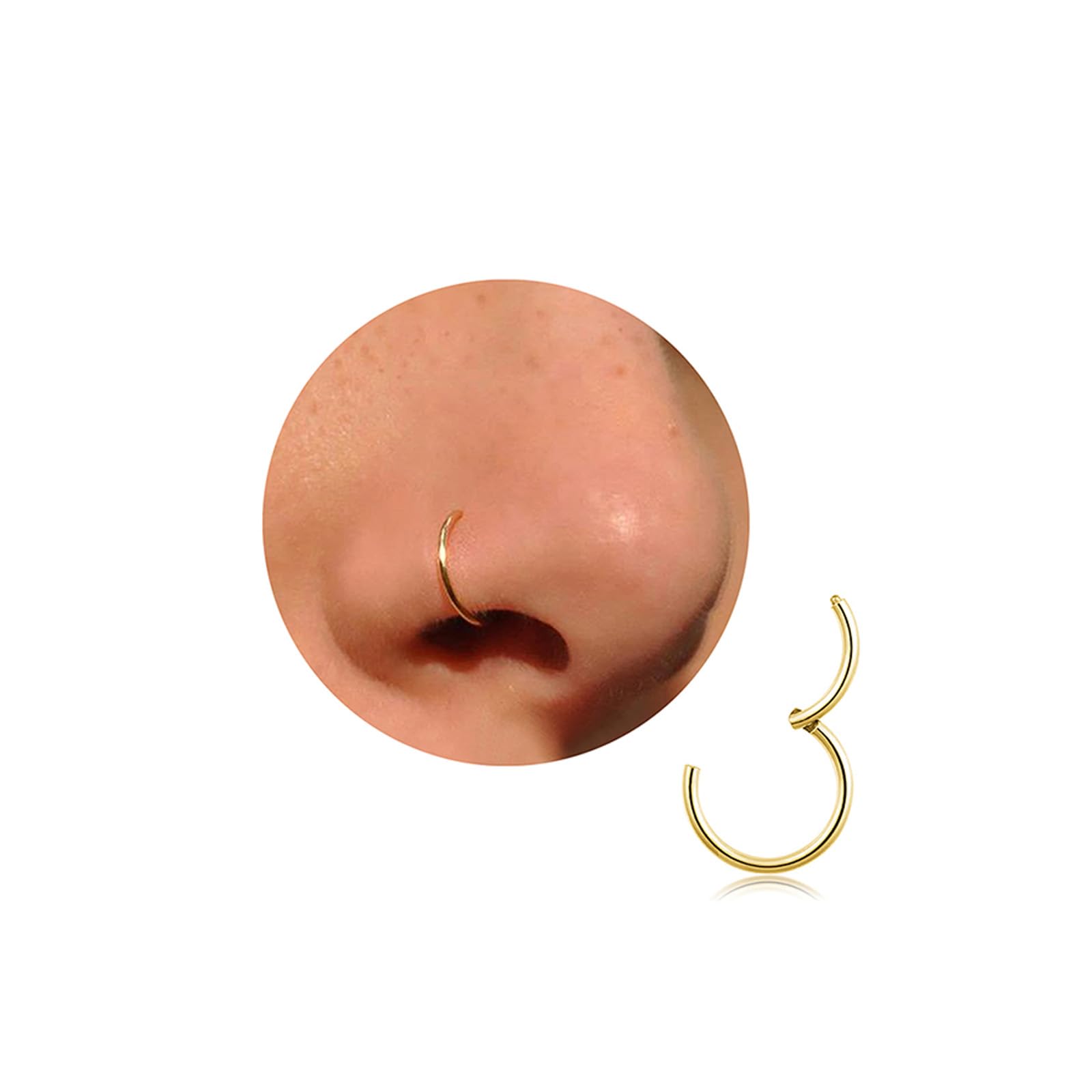 20G 18G 16G Titanium Nose Ring Hoop, Cartilage Hoop Earrings for Women Men Silve