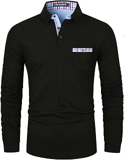 LIUPMWE Poloshirt Herren Langarm Getäfelt T Shirts Männer Hemd T-Shirt Slim Fit Golf Sports