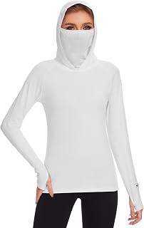 BASSDASH Women's UPF 50+ Sun Protection Hoodie with Face Mask, Neck Gaiter, Breathable Long Sleeve Shirt for Hiking, Fishing