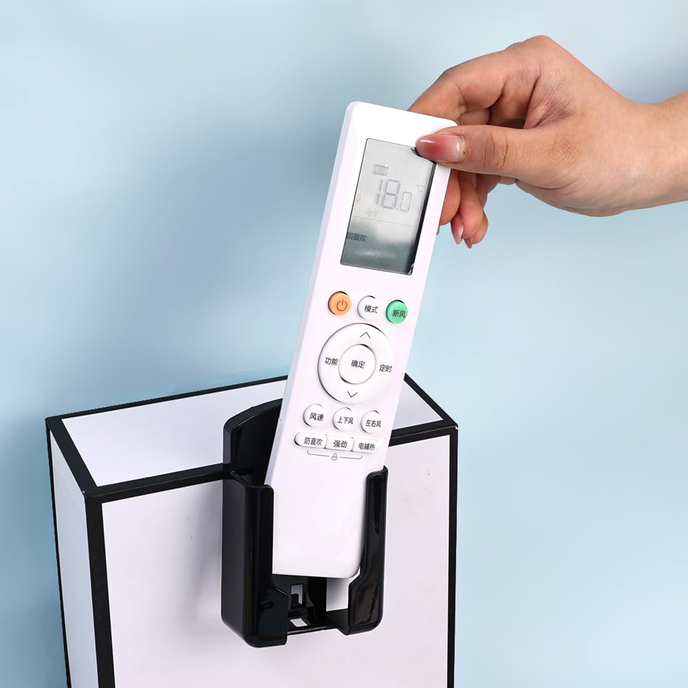 Self Adhesive ABS Plastic Wall Mount Remote Control Storage Box Phone Holder, Bl