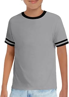 Haloumoning T-shirt a maniche corte per bambini a girocollo estiva a blocchi di colore top magliette alla moda 5-14 anni
