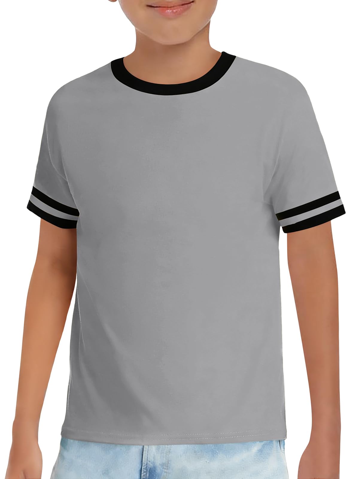 Haloumoning T-shirt a maniche corte per bambini a girocollo estiva a blocchi di 