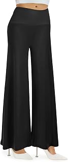Cegerne Women's Palazzo Trousers Elegant High Waist Yoga Trousers Wide Leg Elastic Waist Summer Lightweight Stretch Casual