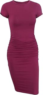 Missufe - Women's Casual Short Sleeve Ruffle Bodycon Midi Dress with T-Shirt Design