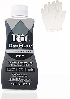 Rit DyeMore 7 Oz. Synthetic Liquid Fiber Dye Single Pack with Plastic Gloves for Clothing, Décor, and Crafts – Graphite