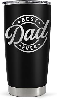 Best Dad Ever Tumbler with Lid - 20oz Insulated Stainless Steel Cup- Coffee Mug for Sport Travel Office, Gift for Father's Day Birthday