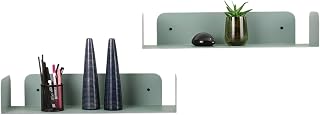 D-Segno Smarty Modern Wall Shelves Office Design Playful, Young and Functional. Simple and Quick to Assemble | P20 W 60 x H 12 cm | 100% Made in Italy (Eucalyptus Green, 2 Pieces)