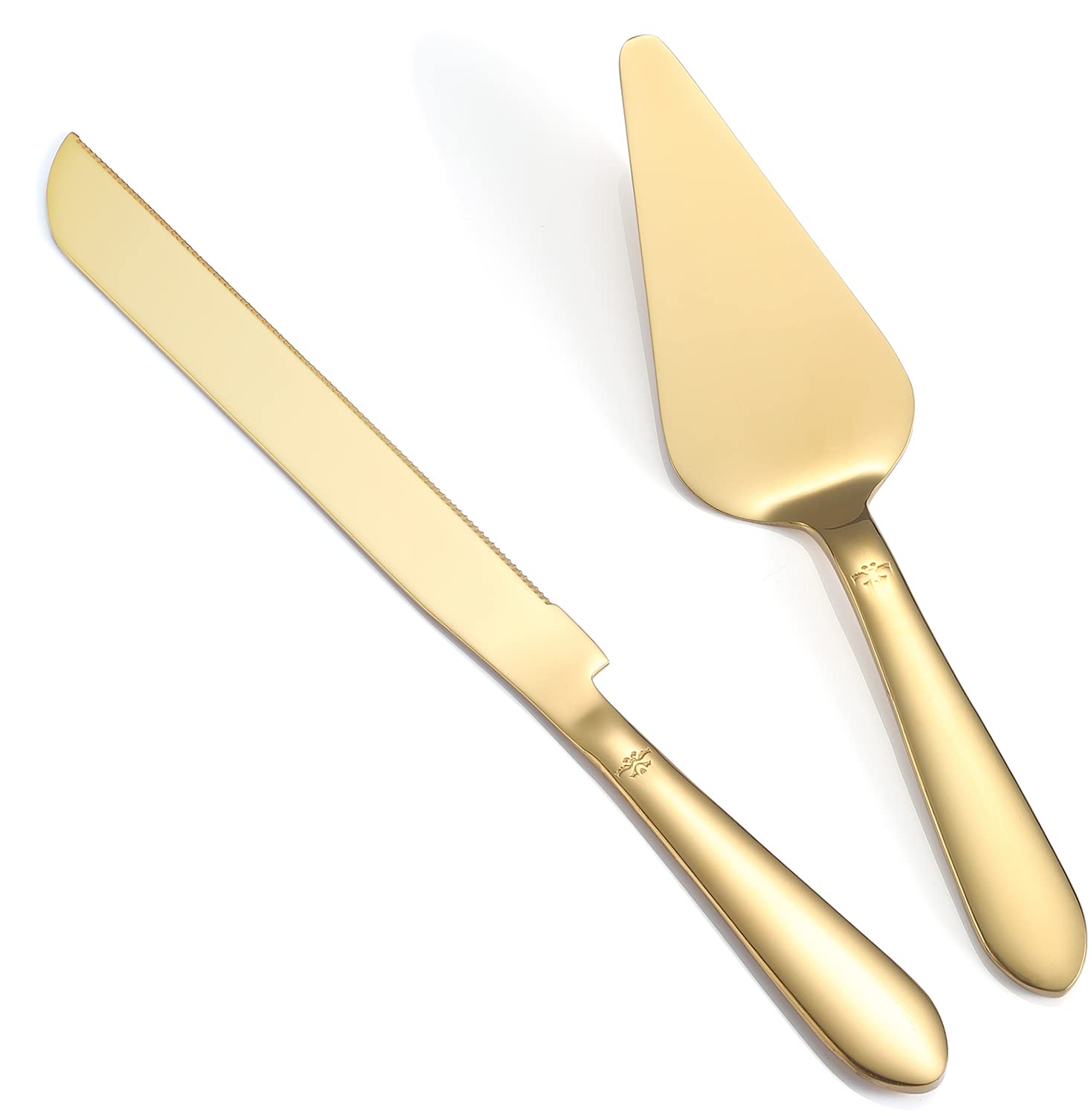 Eisinly Wedding Cake Cutting Set, Cake Knife and Server Set, 2Pcs Gold | Integra