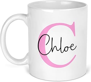 Personalised Initial and Name Mug - Custom Printed Gift with Choice of Colour - Ideal for Her, Mum, Friend, Nan or Girls